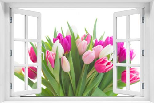 Fototapeta Naklejka Na Ścianę Okno 3D - bouquet of  pink, purple and white  tulips