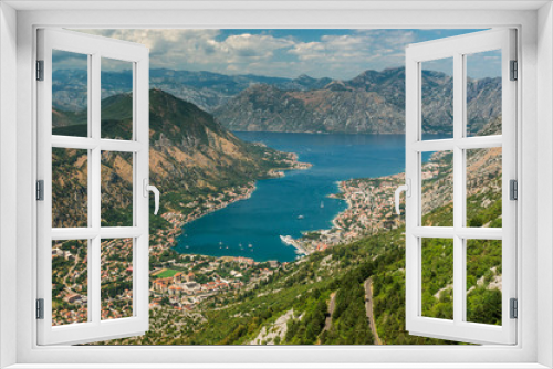 Fototapeta Naklejka Na Ścianę Okno 3D - Bay of Kotor with bird's-eye view