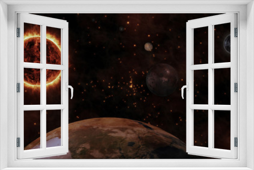 Fototapeta Naklejka Na Ścianę Okno 3D - The Sun and Planets