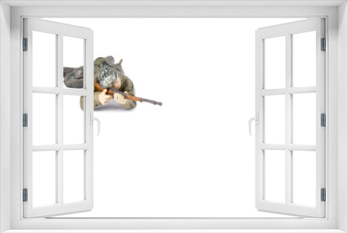 Fototapeta Naklejka Na Ścianę Okno 3D - brave soldier aiming
