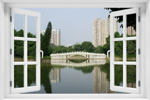 Fototapeta Naklejka Na Ścianę Okno 3D - Traditional-style Bridge and lake, Guangzhou, China