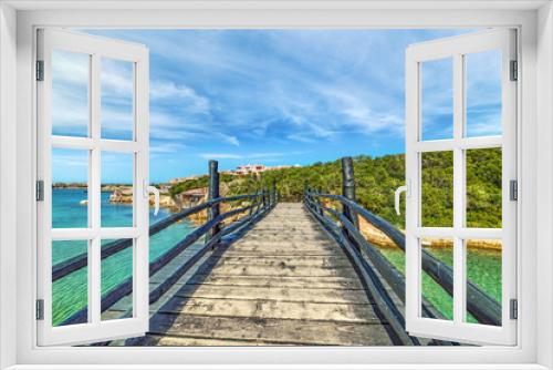 Fototapeta Naklejka Na Ścianę Okno 3D - Small wooden bridge in Porto Cervo