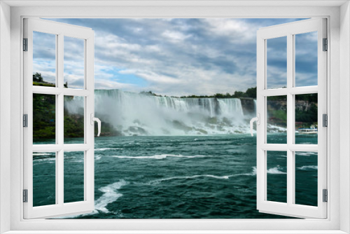 Fototapeta Naklejka Na Ścianę Okno 3D - Niagara Falls closeup panorama at evening. Ontario, Canada.
