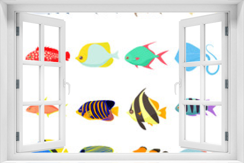 Fototapeta Naklejka Na Ścianę Okno 3D - Fish icons set