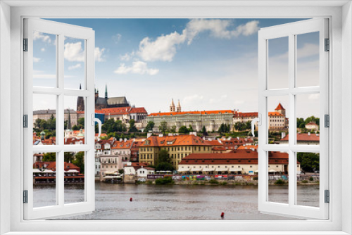 Fototapeta Naklejka Na Ścianę Okno 3D - PRAGUE, CZECH REPUBLIC - JULY 18: View to the Vltava River from