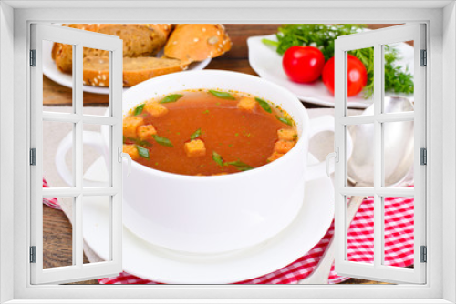 Fototapeta Naklejka Na Ścianę Okno 3D - Sicilian Tomato Soup. National Italian Cuisine