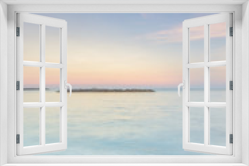 Fototapeta Naklejka Na Ścianę Okno 3D - Long exposure dramatic tropical sea and sky sunset(Un-focus imag