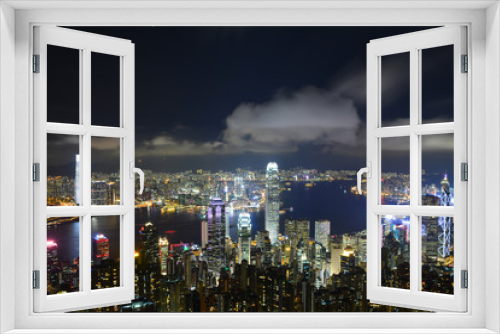 Fototapeta Naklejka Na Ścianę Okno 3D - 香港　ビクトリアピークからの風景　夕景・夜景