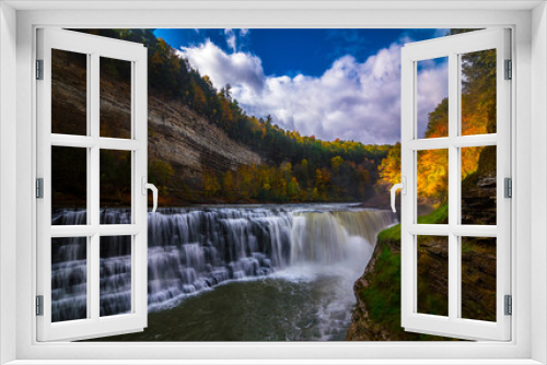 Fototapeta Naklejka Na Ścianę Okno 3D - Lower Falls in Letchworth state park, NY in the fall autumn