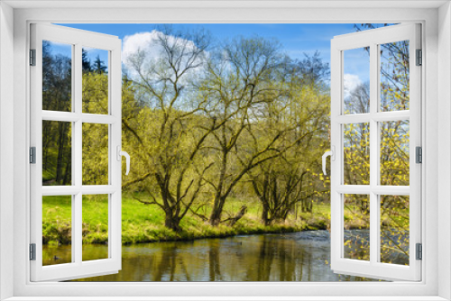 Fototapeta Naklejka Na Ścianę Okno 3D - Landschaft im Frühling, romantisches Tal, am Wasser - Landscape in spring, romantic Valley by the waterside