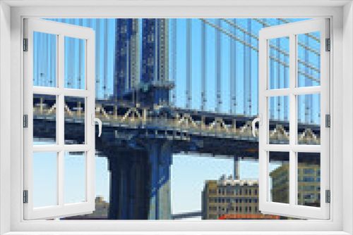 Fototapeta Naklejka Na Ścianę Okno 3D - Manhattan bridge across East River
