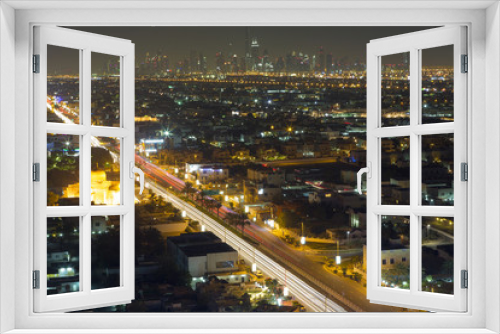 Fototapeta Naklejka Na Ścianę Okno 3D - Dubai night city skyline with modern skycrapers, UAE