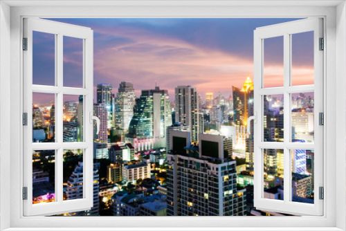 Fototapeta Naklejka Na Ścianę Okno 3D - Bangkok city in twilight time view, Thailand