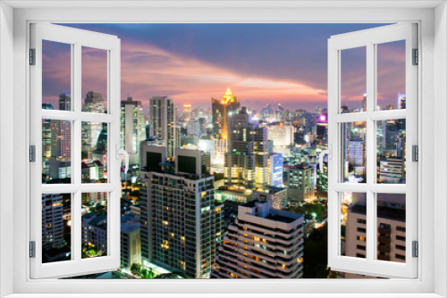Fototapeta Naklejka Na Ścianę Okno 3D - Bangkok skyline in twilight time, Thailand