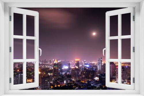 Fototapeta Naklejka Na Ścianę Okno 3D - urban city view of cityscape on night view
