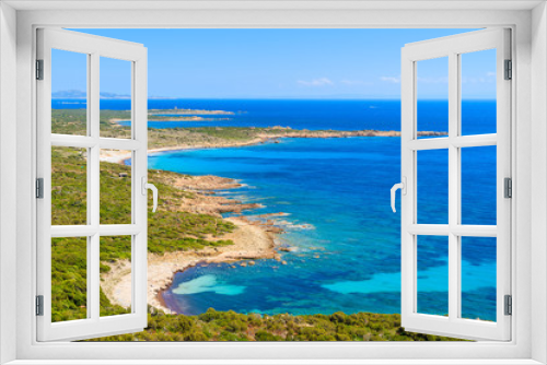 Fototapeta Naklejka Na Ścianę Okno 3D - A view of beautiful secluded beach and blue sea on coast of Corsica island, France