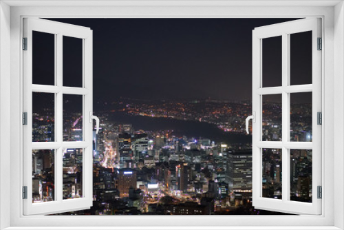 Seoul city landscape night panorama
