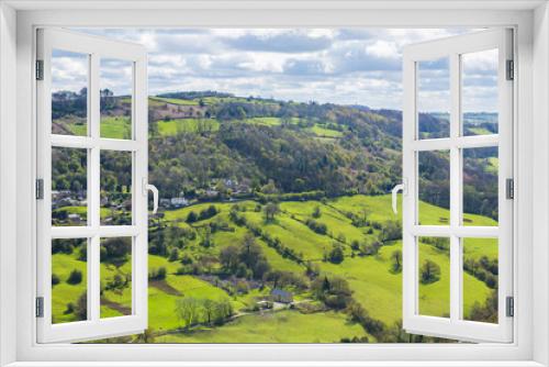 Fototapeta Naklejka Na Ścianę Okno 3D - View of English countryside from Heights of Abraham, Derbyshire