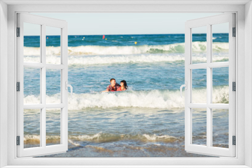 Fototapeta Naklejka Na Ścianę Okno 3D - happy romantic couple in love and having fun  outdoor in summer day, beauty of nature, harmony concept