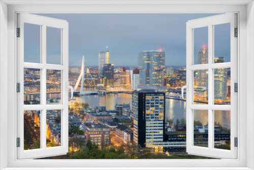 Fototapeta Naklejka Na Ścianę Okno 3D - Rotterdam Skyline at night in Netherlands