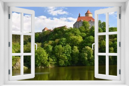 Fototapeta Naklejka Na Ścianę Okno 3D - Beautiful Gothic castle Veveri. The city of Brno at the Brno dam. South Moravia - Czech Republic - Central Europe. Spring landscape.