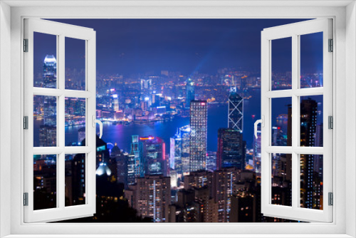 Fototapeta Naklejka Na Ścianę Okno 3D - Night over Hong Kong