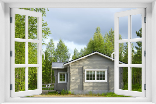 Fototapeta Naklejka Na Ścianę Okno 3D - Grey House in woods