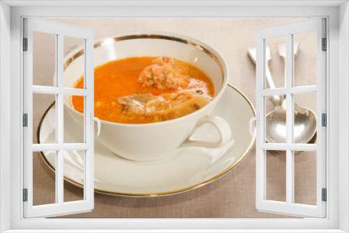 Fototapeta Naklejka Na Ścianę Okno 3D - creamy carp soup with sour cream