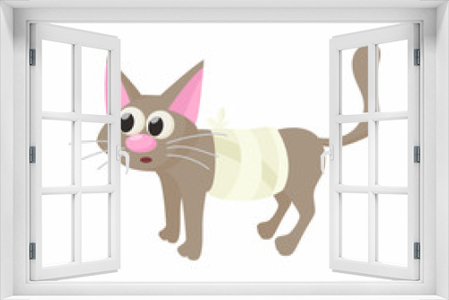 Fototapeta Naklejka Na Ścianę Okno 3D - Cat with an injury icon, cartoon style