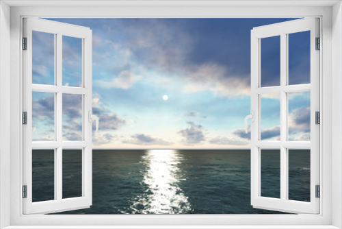 Fototapeta Naklejka Na Ścianę Okno 3D - Beautiful sunset above the sea. 3d render