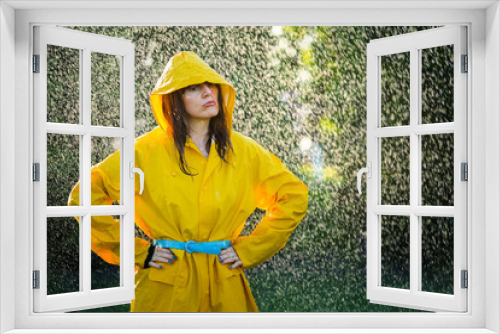Fototapeta Naklejka Na Ścianę Okno 3D - Desperate woman out in the rain