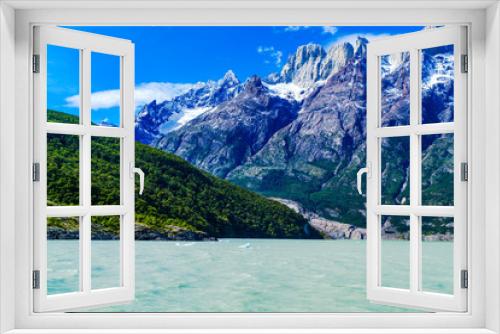 Fototapeta Naklejka Na Ścianę Okno 3D - View of mountain and lake in Chilean Patagonia