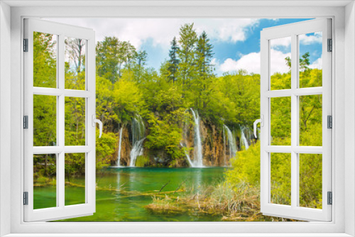 Fototapeta Naklejka Na Ścianę Okno 3D -     Beautiful waterfall in the Plitvice Lakes National Park in Croatia 