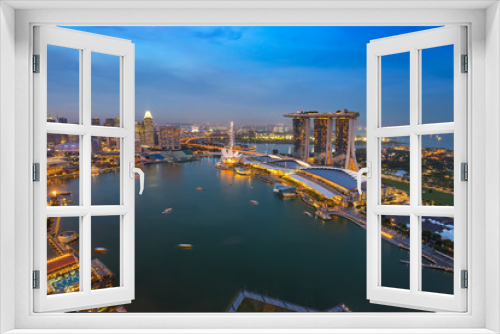 Fototapeta Naklejka Na Ścianę Okno 3D - Singapore city skyline at Marina Bay