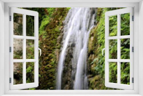 Fototapeta Naklejka Na Ścianę Okno 3D - waterfall in green forest