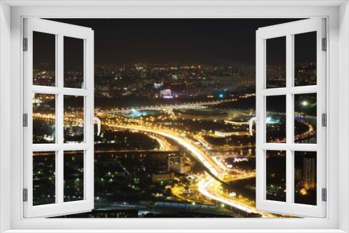 Fototapeta Naklejka Na Ścianę Okno 3D - A bird's eye view of the Moscow city at night