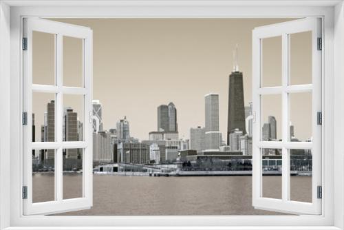 Fototapeta Naklejka Na Ścianę Okno 3D - Old style Chicago skyline 