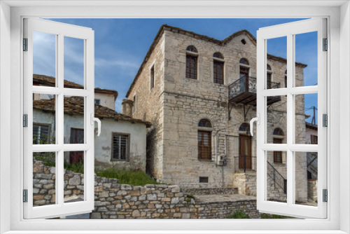 Fototapeta Naklejka Na Ścianę Okno 3D - Panoramic view with old houses in village of Theologos,Thassos island, East Macedonia and Thrace, Greece  