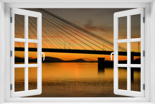Fototapeta Naklejka Na Ścianę Okno 3D - Two Bridges at Sunset