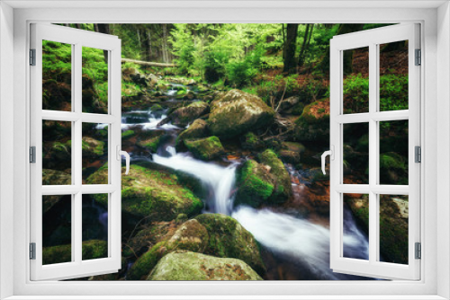 Fototapeta Naklejka Na Ścianę Okno 3D - Wasserläufe durch mystische Wälder