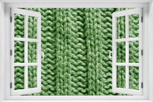 Fototapeta Naklejka Na Ścianę Okno 3D - Abstract green knitting texture close-up.