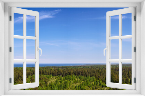 Fototapeta Naklejka Na Ścianę Okno 3D - High point panorama of coniferous forest