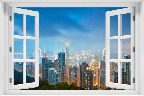 Fototapeta Naklejka Na Ścianę Okno 3D - Hong Kong skyline. View from Victoria Peak.