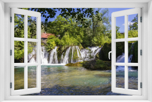 Fototapeta Naklejka Na Ścianę Okno 3D - Beautiful nature and waterfalls  in village of Rastoke, Croatia