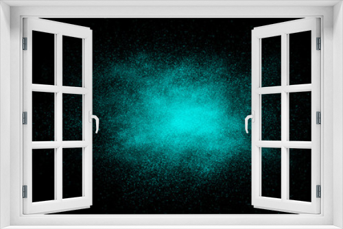 Fototapeta Naklejka Na Ścianę Okno 3D - Cyan abstract powder explosion on a black background