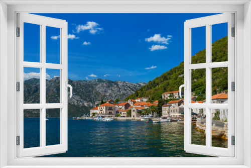 Fototapeta Naklejka Na Ścianę Okno 3D - Village Perast on coast of Boka Kotor bay - Montenegro