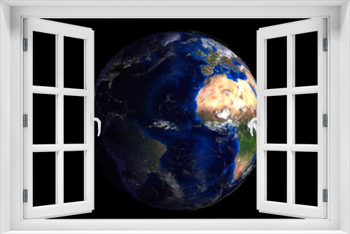 Fototapeta Naklejka Na Ścianę Okno 3D - planet earth on black background view from space 3d