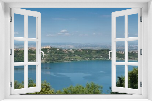Fototapeta Naklejka Na Ścianę Okno 3D - Panoramic view of Castel Gandolfo town and the Albano Lake, Italy