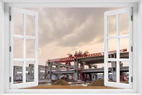 Fototapeta Naklejka Na Ścianę Okno 3D - erection bridge box girder