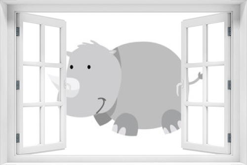Fototapeta Naklejka Na Ścianę Okno 3D - Flat Animal Character Logo - Rhinos